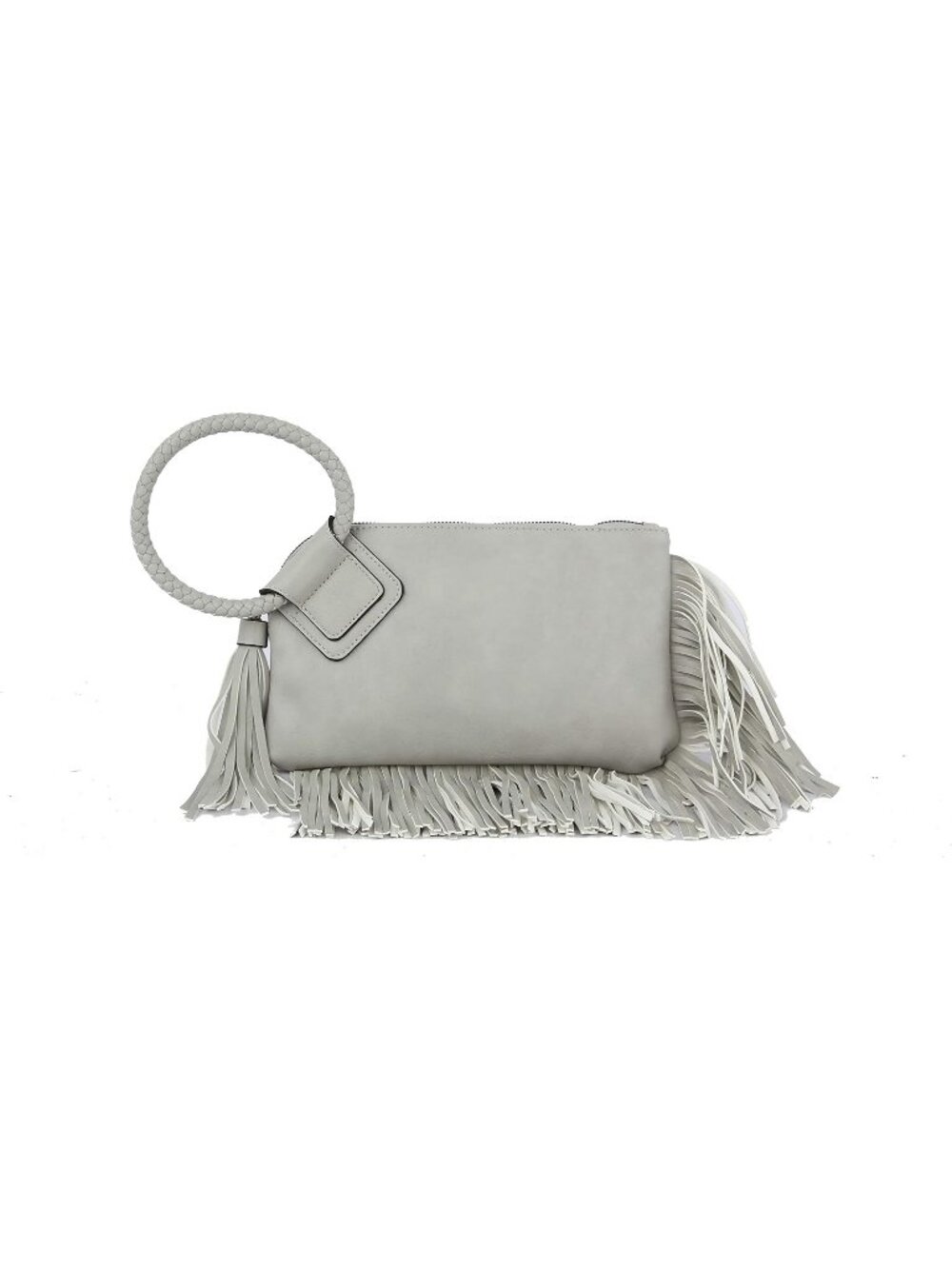 Women's Light Grey Leather Formal Purse Wristlet Wallet Casual Evening Handbag